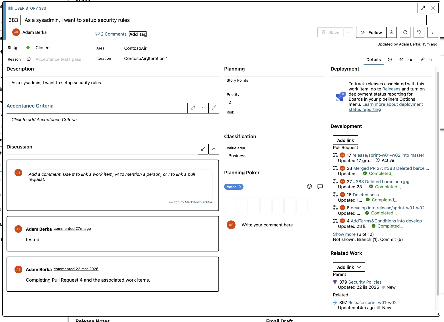 Podgląd Work Itemów w oknie rozszerzenia